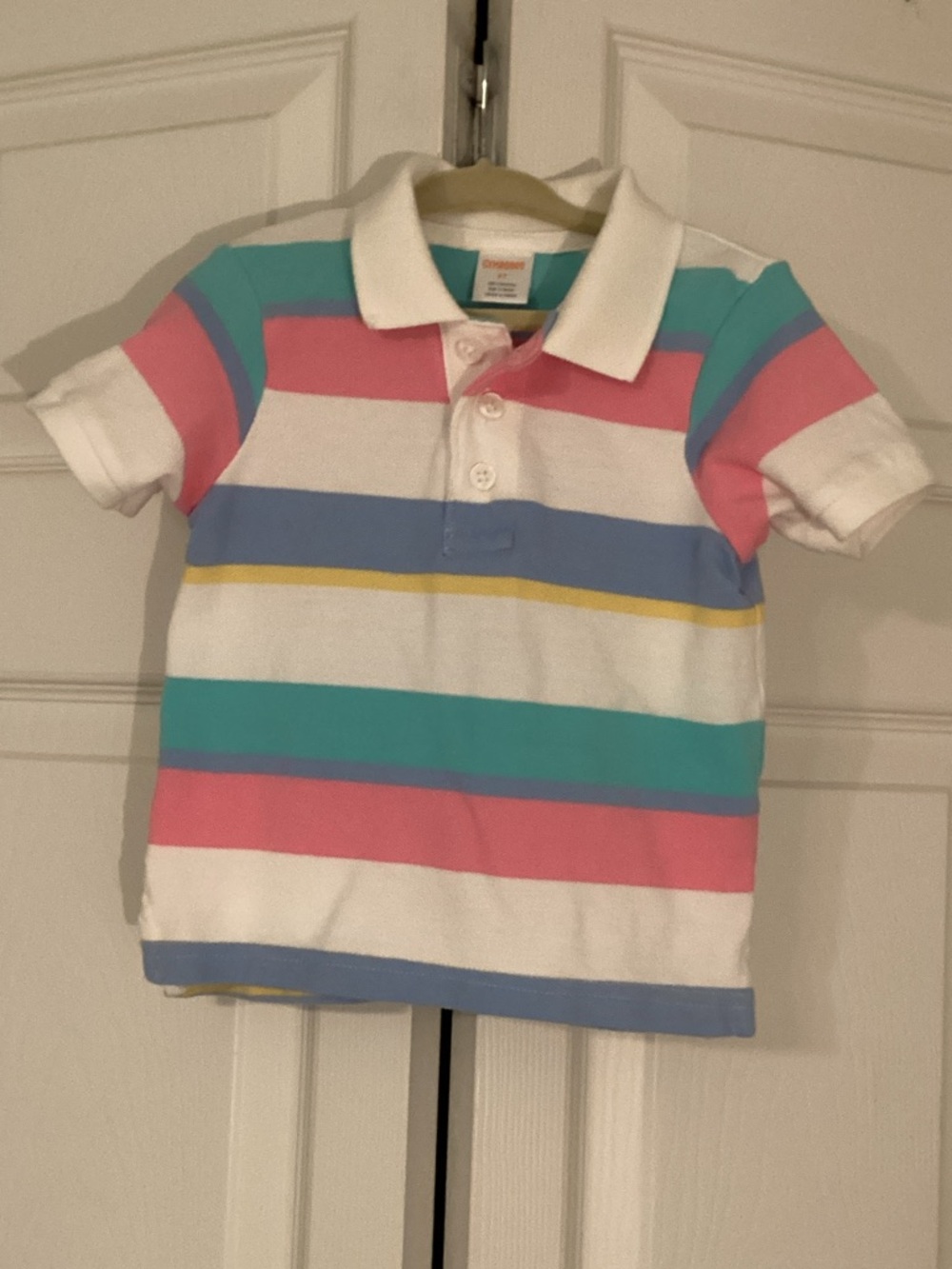 Gymboree Pastel Multi-Stripe Polo in White Collar 3T EUC Unisex